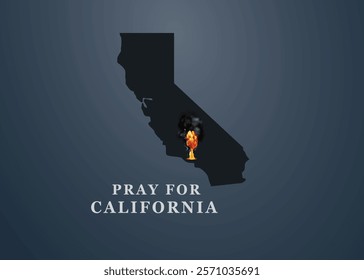 Pray for California. USA  wildfire concept. California map shape fire brush burned by wildfire. California burned. Save tree, save  the animal and save the house. Remember day concept. 