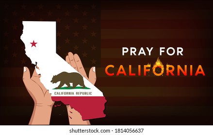 Pray for California. Wildfires in California, USA. Vector EPS10