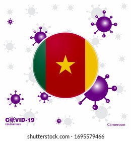 Pray For Cameroon. COVID-19 Coronavirus Typography Flag. Stay home, Stay Healthy. Take care of your own health