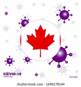 Pray For Canada. COVID-19 Coronavirus Typography Flag. Stay home, Stay Healthy. Take care of your own health