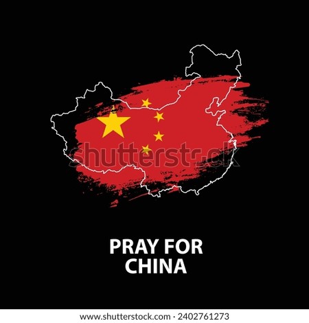 Pray for China, China flag praying concept vector illustration. Pray For China peace. Praying, mourning, humanity.