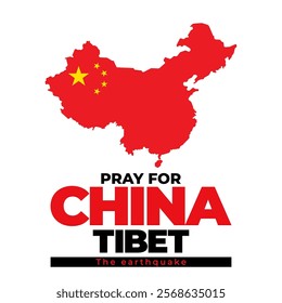 Pray for China Tibet Earthquake isolated white background vector illustration.