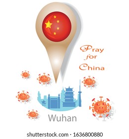 Pray for China's Corona Virus Outbreak Sign and Illustration