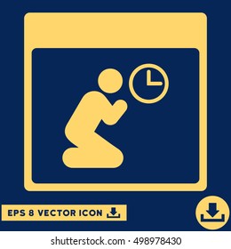 Pray Clock Calendar Page icon. Vector EPS illustration style is flat iconic symbol, yellow color.