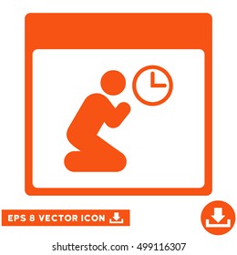 Pray Clock Calendar Page icon. Vector EPS illustration style is flat iconic symbol, orange color.