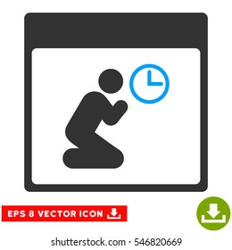 Pray Clock Calendar Page icon. Vector EPS illustration style is flat iconic bicolor symbol, blue and gray colors.