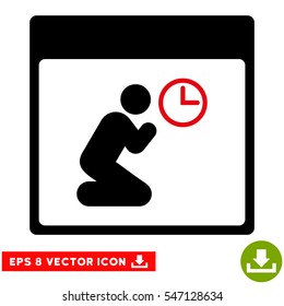 Pray Clock Calendar Page icon. Vector EPS illustration style is flat iconic bicolor symbol, intensive red and black colors.