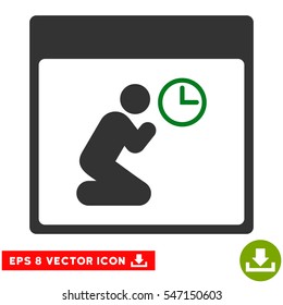 Pray Clock Calendar Page icon. Vector EPS illustration style is flat iconic bicolor symbol, green and gray colors.