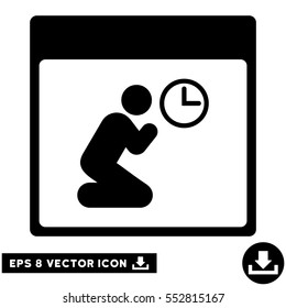 Pray Clock Calendar Page icon. Vector EPS illustration style is flat iconic symbol, black color.
