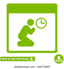 Pray Clock Calendar Page icon. Vector EPS illustration style is flat iconic symbol, eco green color.