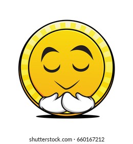 Pray coin cartoon character collection vector illustration