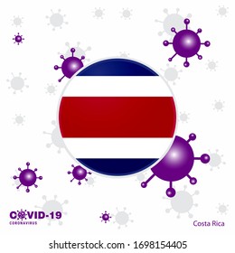 Pray For Costa Rica. COVID-19 Coronavirus Typography Flag. Stay home, Stay Healthy. Take care of your own health