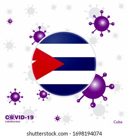 Pray For Cuba. COVID-19 Coronavirus Typography Flag. Stay home, Stay Healthy. Take care of your own health