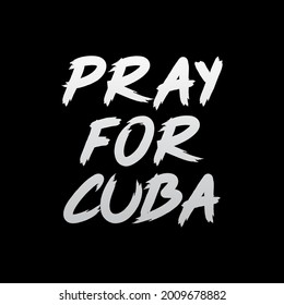 Pray for Cuba, modern creative minimalist banner, design concept, social media post, template with blue and red text on a dark background 