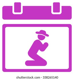 Pray Date vector icon. Style is flat symbol, violet color, rounded angles, white background.