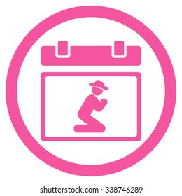 Pray Date vector icon. Style is flat rounded symbol, pink color, rounded angles, white background.