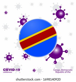 Pray For Democratic Republic of the Congo. COVID-19 Coronavirus Typography Flag. Stay home, Stay Healthy. Take care of your own health