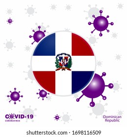 Rezar Por República Dominicana. Marca de tipografía de coronavirus COVID-19. Quédate en casa, mantente sano. Cuide de su propia salud