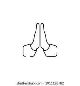 Pray Emoji, Fingers Gesture Line Art Vector Icon For Apps And Websites