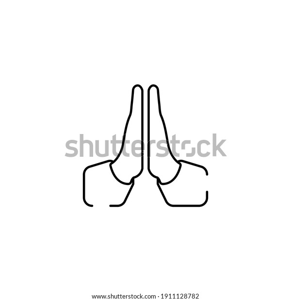 Pray Emoji Fingers Gesture Line Art Stock Vector (Royalty Free ...