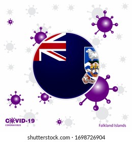Pray For Falkland Islands. COVID-19 Coronavirus Typography Flag. Stay home, Stay Healthy. Take care of your own health