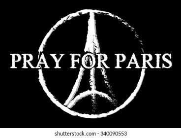 Pray for France. Eiffel Tower logo. Pray for paris
