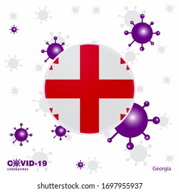 Pray For Georgia. COVID-19 Coronavirus Typography Flag. Stay home, Stay Healthy. Take care of your own health