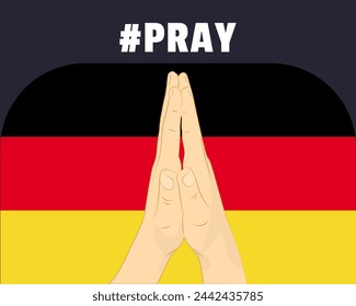 Pray for Germany, help or support concept, Germany flag with praying hands, interantional campaign and humanity idea, vector design, stop war, solidarity and union