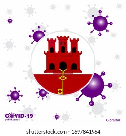 Pray For Gibraltar. COVID-19 Coronavirus Typography Flag. Stay home, Stay Healthy. Take care of your own health