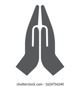 Pray Glyph Icon, Religion And Prayer, Hands Praying Sign, Vector Graphics, A Solid Pattern On A White Background, Eps 10