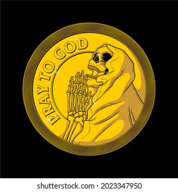 Reza Al Diseño De Monedas De Dios