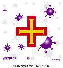 Pray For Guernsey. COVID-19 Coronavirus Typography Flag. Stay home, Stay Healthy. Take care of your own health