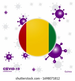 Pray For Guinea. COVID-19 Coronavirus Typography Flag. Stay home, Stay Healthy. Take care of your own health