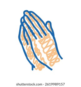 rezar mão gesto ícone doodle esboçar vetor. rezar mão gesto sinal. ilustração símbolo isolado