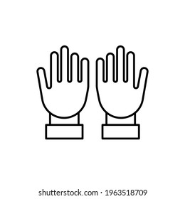 Pray hand gesture icon in flat black line style, isolated on white background 