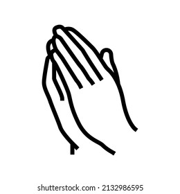 pray hand gesture line icon vector. pray hand gesture sign. isolated contour symbol black illustration