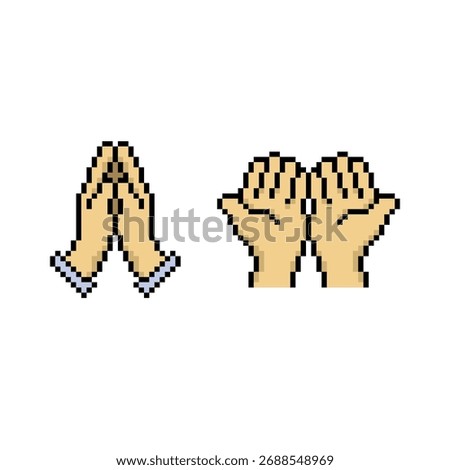 pray hand gesture pixel art