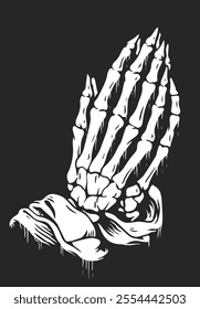 Pray Hand Gesture with Skeleton Bones