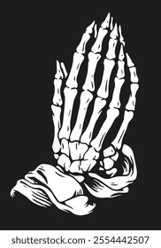 Pray Hand Gesture with Skeleton Bones