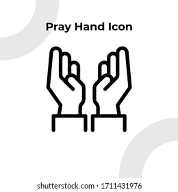 Pray Hand Icon with Outline Style, Vector Editable