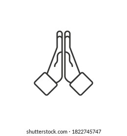 Pray. Hand icon. Vector illustration in flat design	