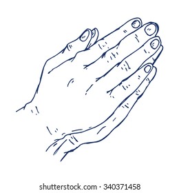 Pray Hand To Respect With Sketchy Or Doodle Style