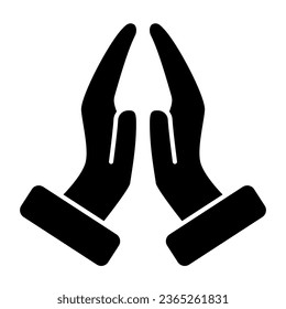 Pray hands gesture solid icon, gestures concept, hands together in religious prayer sign on white background, Hand beg icon in glyph style for mobile concept and web design. Vector graphic