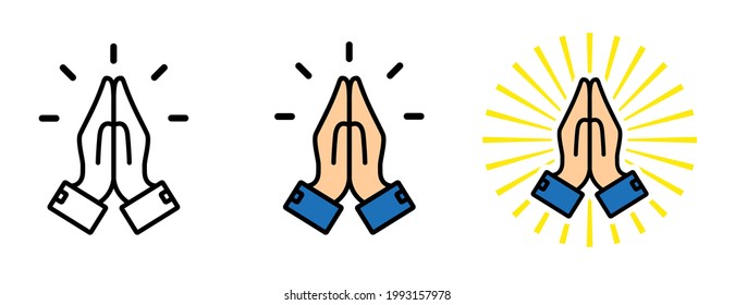 Pray or hands in religious prayer vector icon