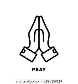 Pray or hands in religious prayer vector icon