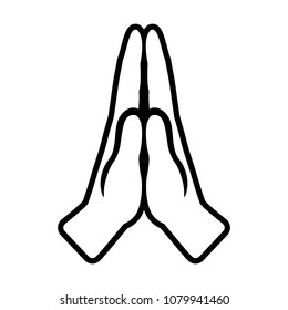 Pray or hands together in religious prayer line art vector icon for apps and websites