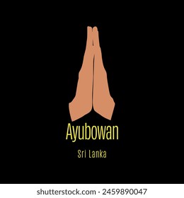 Pray or hands together in religious prayer flat and Traditional Sri Lankan welcome (Ayubowan)