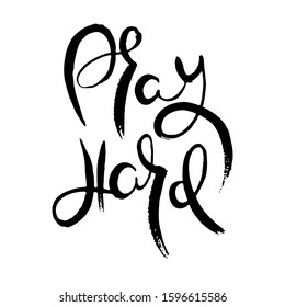 Pray Hard. Hand lettering grunge card with textured handcrafted doodle letters in retro style. Hand-drawn vintage vector typography illustration