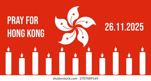 Oren por Hong Kong. Anuncio Horizontal del Vector con la silueta y el texto de la vela de la bandera de Hong Kong. 26.11.2025