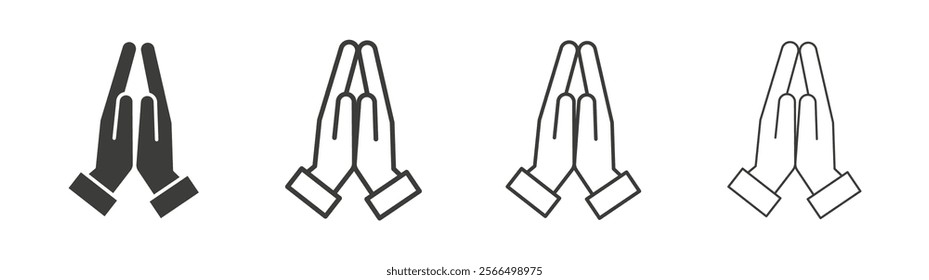 Pray icon flat and linear vector illustration on white background.